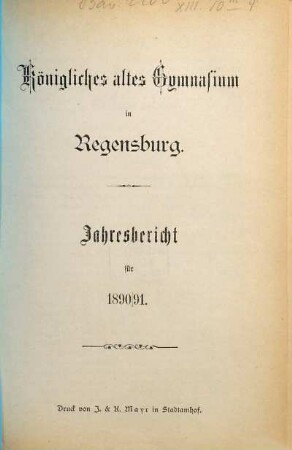 Jahres-Bericht. 1890/91