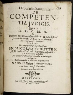 Disputatio inauguralis De Competentia Iudicis