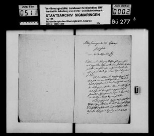Vermögensübergabe des Sattlers Pankraz Fetscher in Inneringen an seinen Sohn Anton
