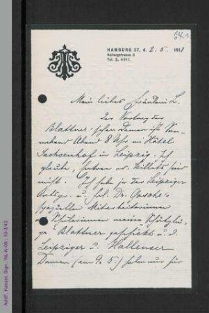Brief von Antonie Traun an Helene Lange
