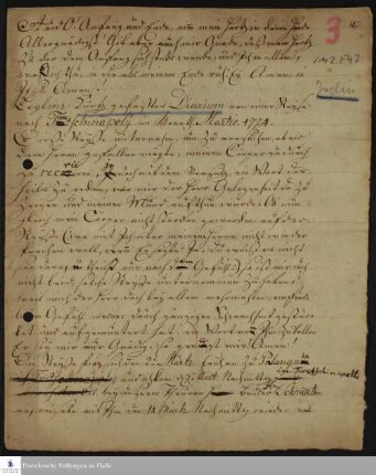 Reisetagebuch von Daniel Zeglin.