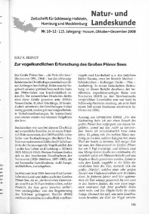 Zur vogelkundlichen Erforschung des Großen Plöner Sees