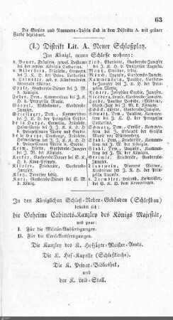 Bewohner nach Straßen: Distrikt A