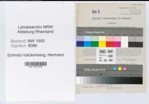 Entnazifizierung Hermann Schmitz-Valckenberg, geb. 07.05.1885 (Verw.Beamter)