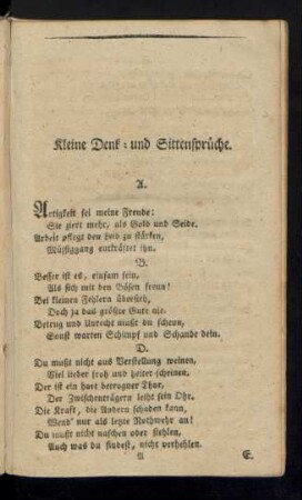 Kleine Denk- und Sittensprüche