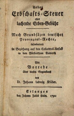 Über Erbschafts-Steuer