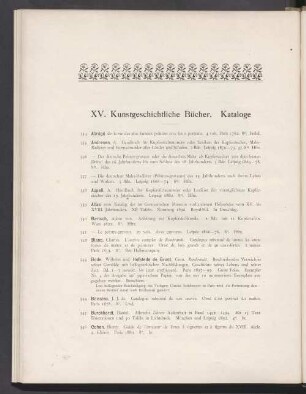 XV. Kunstgeschichtliche Bücher. Kataloge
