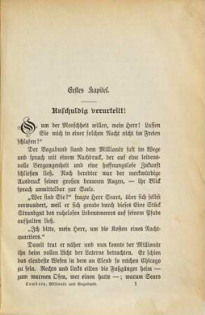 Millionär und Vagabund : Sozialer Roman von Robert H. Cowdrey. Mit einem Vorwort von Leopold Katscher. Autorisierte Ausgabe
