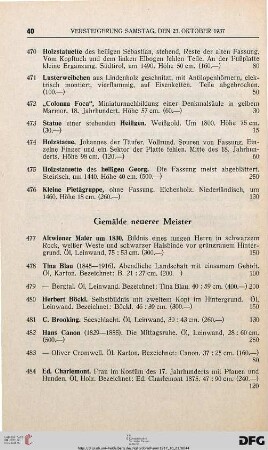 Gemälde Neuerer Meister (Nr. 477-533)
