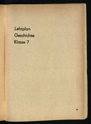 Lehrplan Geschichte Klasse 7