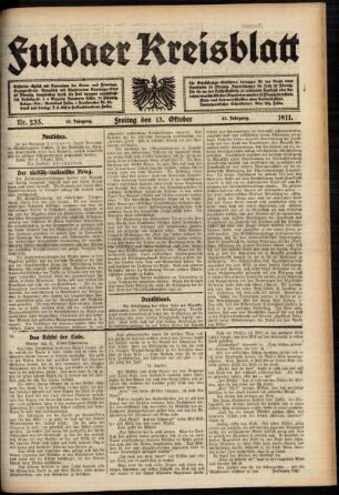 Ausgabe vom Freitag, den 13. Oktober 1911.