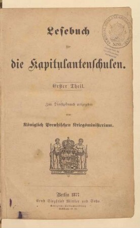 Theil 1, [Schülerband]: [Theil 1, [Schülerband]]