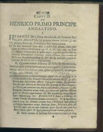 Caput II. De Henrico Primo Principe Anhaltino