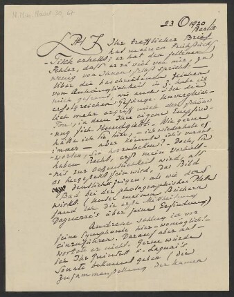 Brief an Philipp Jarnach : 23.10.1920