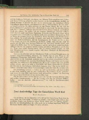 Zwei denkwürdige Tage der Kaiserlichen Werft Kiel Karl Radunz
