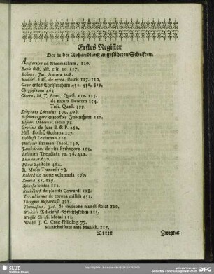 Erstes Register Der in der Abhandlung angeführten Schriften