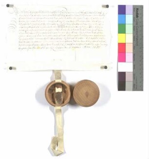 Propst Johann Rudolph von Ellwangen verleiht dem Hanns Behringer Äcker und Wiesen zu Lehen.