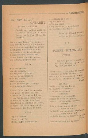El rey de cabaret : (Tango-canción)