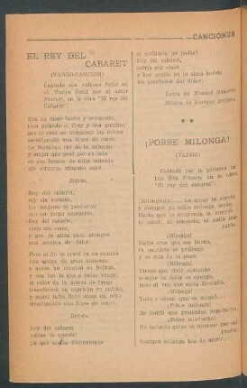 El rey de cabaret : (Tango-canción)