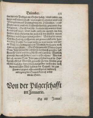 Von der Pilgersachafft im Januario.