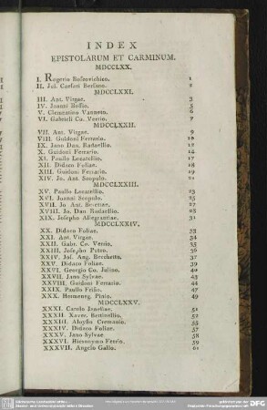 Index Epistolarum Et Carminum