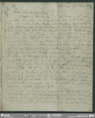 Eigenh. Brief von Johann Carl Fürchtegott Schlegel an August Wilhelm von Schlegel, Hannover, 09.09.1792
