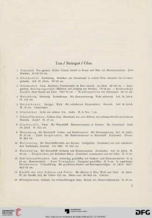 Ton, Steingut, Glas (Nr.1-73)