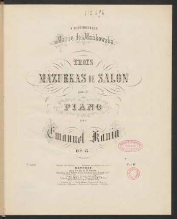 Trois mazurkas de salon : pour le piano : op: 13