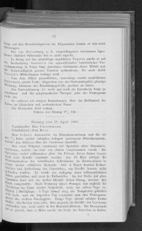 Sitzung vom 29. April 1884.