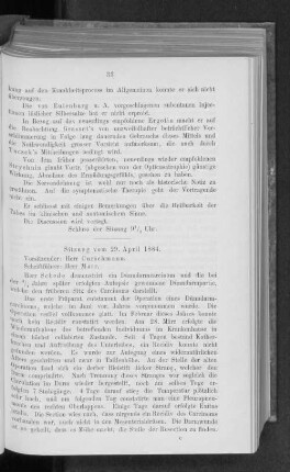 Sitzung vom 29. April 1884.