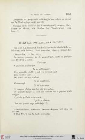 Inventar von Hendrick Jacobsz
