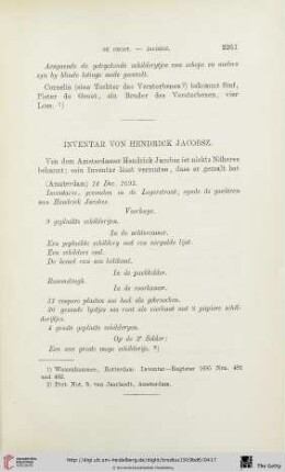 Inventar von Hendrick Jacobsz