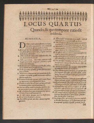 Locus Quartus Quando, & quo tempore ratio sit reddenda.