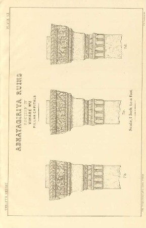 Plate VII. Abhayagiriya ruins. Section IV. Viháré No. 2. Pillar capitals.