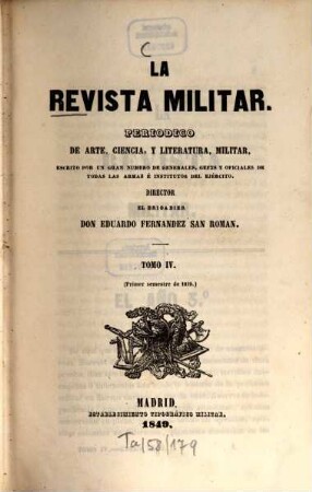 La revista militar : periódico de arte, ciencia y literatura militar. 4. 1849