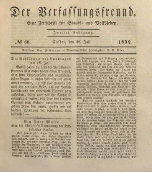 № 60. Cassel, den 28. Juli 1832.