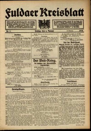 Ausgabe vom Freitag, den 04. Januar 1918.