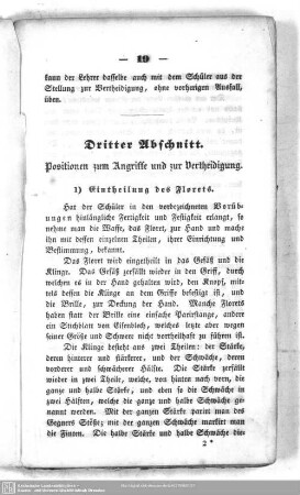 Dritter Abschnitt. Positionen zum Angriffe und zur Vertheidigung
