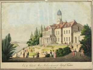 Findlaters Weinberg (Landsitz des Lord Jacob von Findlater und Seafield, ab 1821 Ausflugsgaststätte, um 1850 für Schloss Albrechtsberg abgerissen) am Loschwitzer Elbhang zwischen Saloppe und Mordgrund bei Dresden