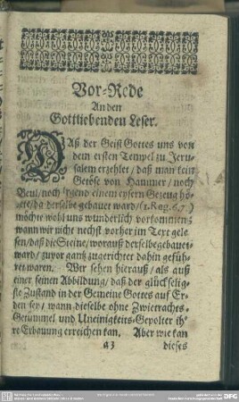 Vor-Rede, An den Gottliebenden Leser