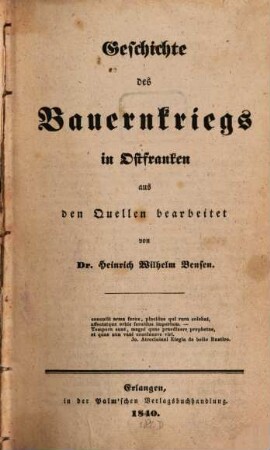 Geschichte des Bauernkrieges in Ostfranken : aus den Quellen bearbeitet
