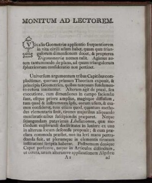 Monitum ad Lectorem.