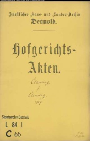 Clausing, Advokat zu Salzuflen gegen Johann Henrich Clausing zu Lemgo - Advokaturgebühr