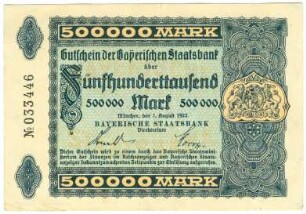 Geldschein / Notgeld, 500.000 Mark, 1.8.1923