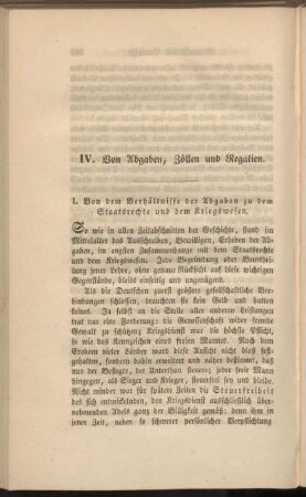 IV. Von Abgaben, Zöllen und Regalien.