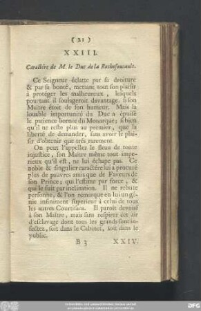 XXIII. Caractére de M. le Duc de la Rochefoucault.