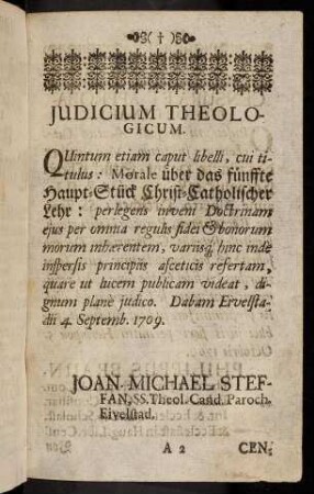 3-4, Judicium Theologicum; Censura Et Approbatio Ordinarii