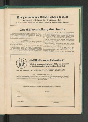 Geschäftsverteilung des Senats