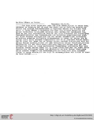 Briefe von und an Ulrich und Ulrike von Wilamowitz-Moellendorff ("1. Abschrift"): Brief von Otto Lüders an Ulrike von Wilamowitz-Moellendorff