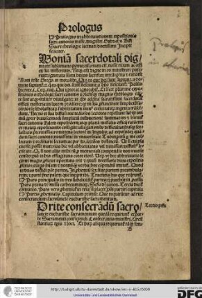 Prologus in abbreviationem expositionis sacri canonis misse magistri Gabrielis Biel, sacre theologie licentiati doctissimi, incipit feliciter.